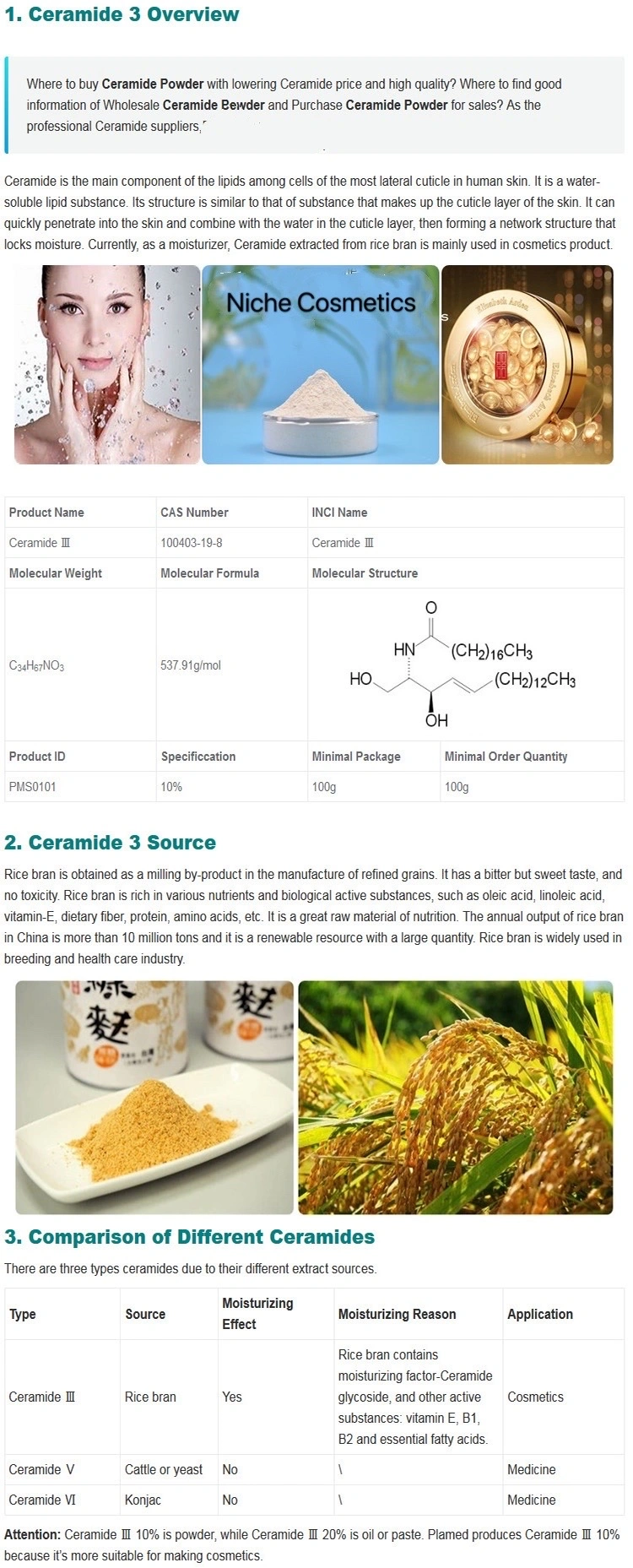 Pharmaceutical Grade Chemical Raw Material Ceramide 3 CAS 100403-19-8